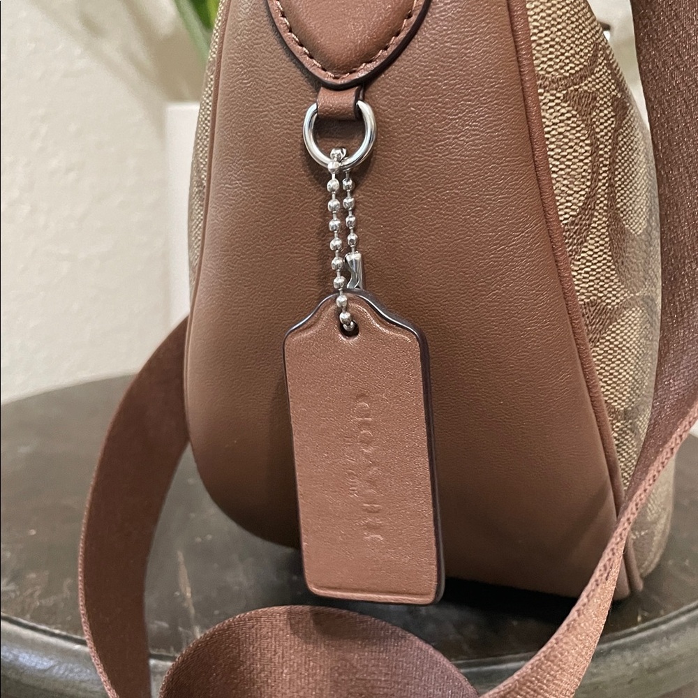 COACH Signature Brown Crescent Shoulder Bag with Adjustable Logo Strap - Picture 5 of 11